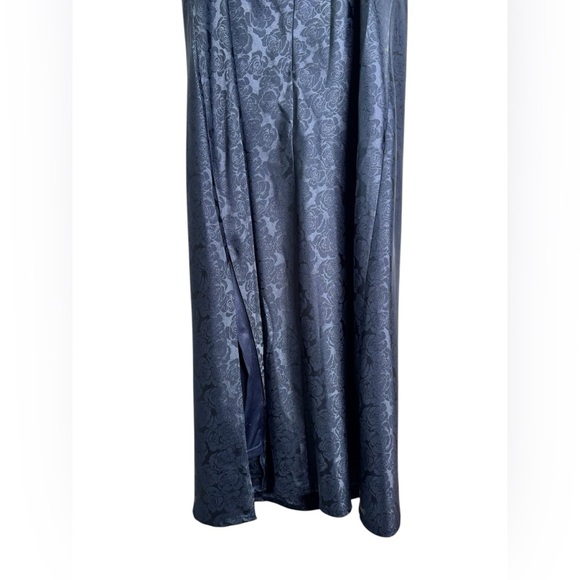 Lulus You're My Type Midnight Blue Satin Jacquard Midi Slip Dress XL - Picture 11 of 15